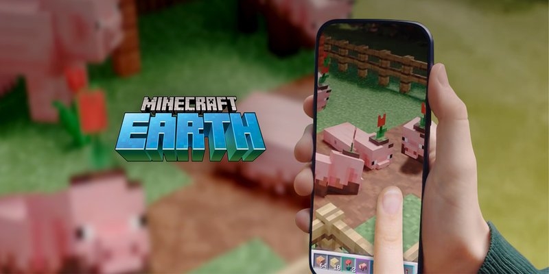 Minecraft Earth tirant le support